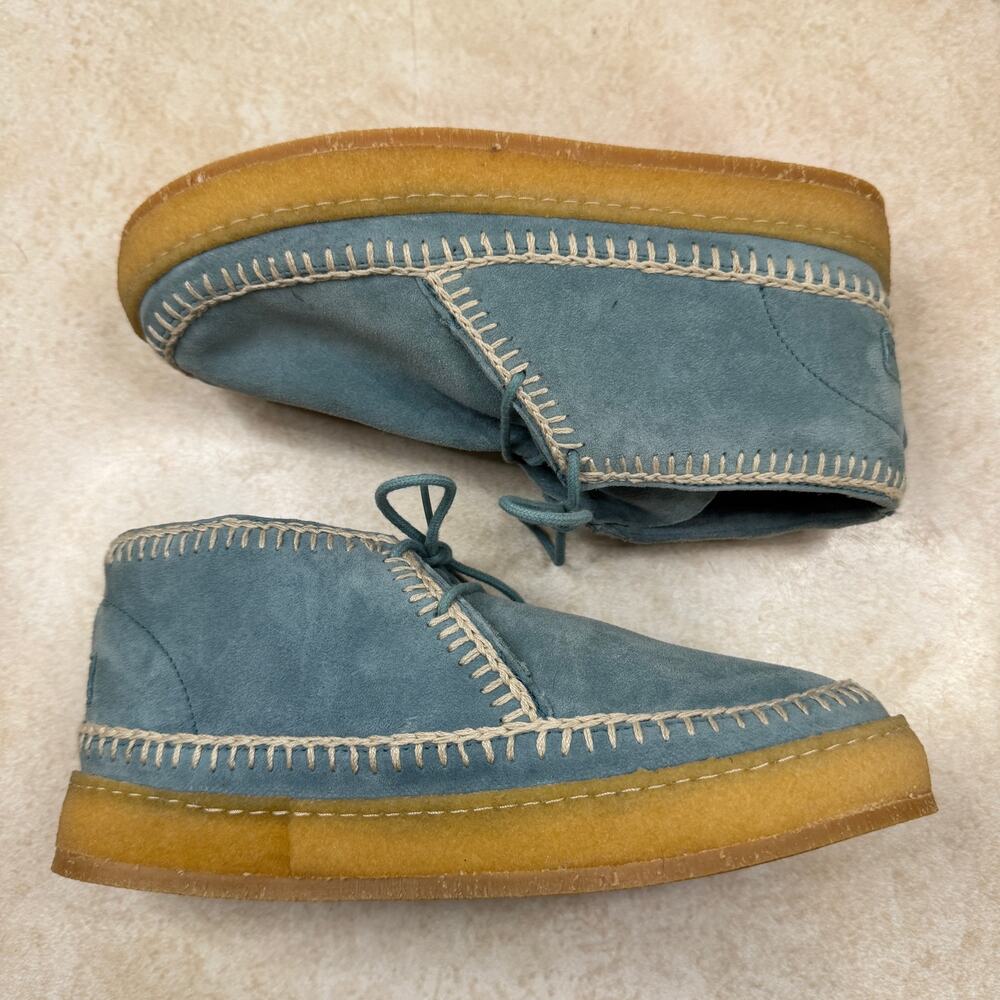Laidback London Shenje Crochet Boots Blue Suede Chukka Shoes Womens Size 37/6